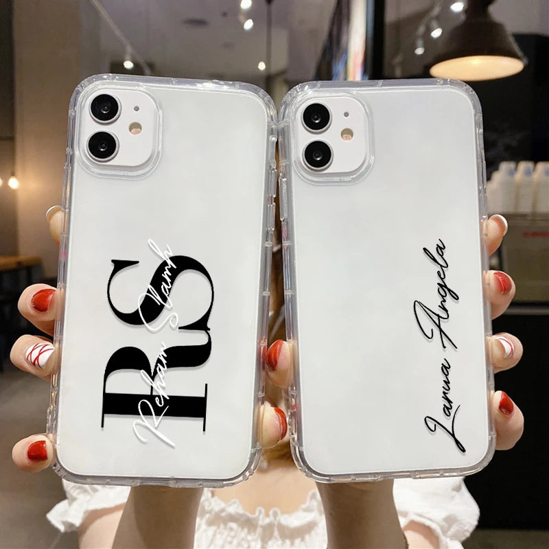 Personalized Custom Name Phone Case For iPhone 13 12 11 14 15 16 pro 16 14 15 Plus Xs MAX XR 12 13 Mini Clear Cover Capa Fundas - Caseverse