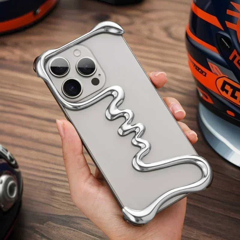 iPhone Phone Case Metal 3D Hollow Case For iPhone16 ProMax 14 15 Pro 16Plus  Aluminum Alloy Track Shell Air Bag Shockproof Cover