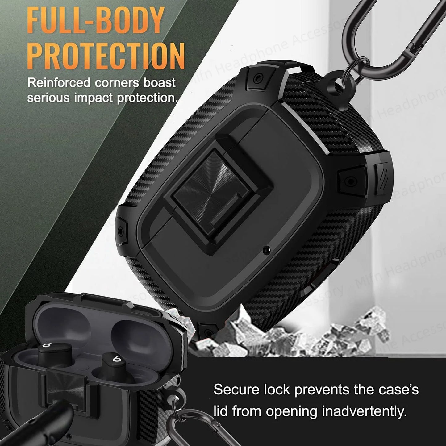 for Beats Studio Buds/Beats Studio Buds+Headphone case with Lanyard Anti drop Earphone protect Cover For Beats Studio Buds Capa