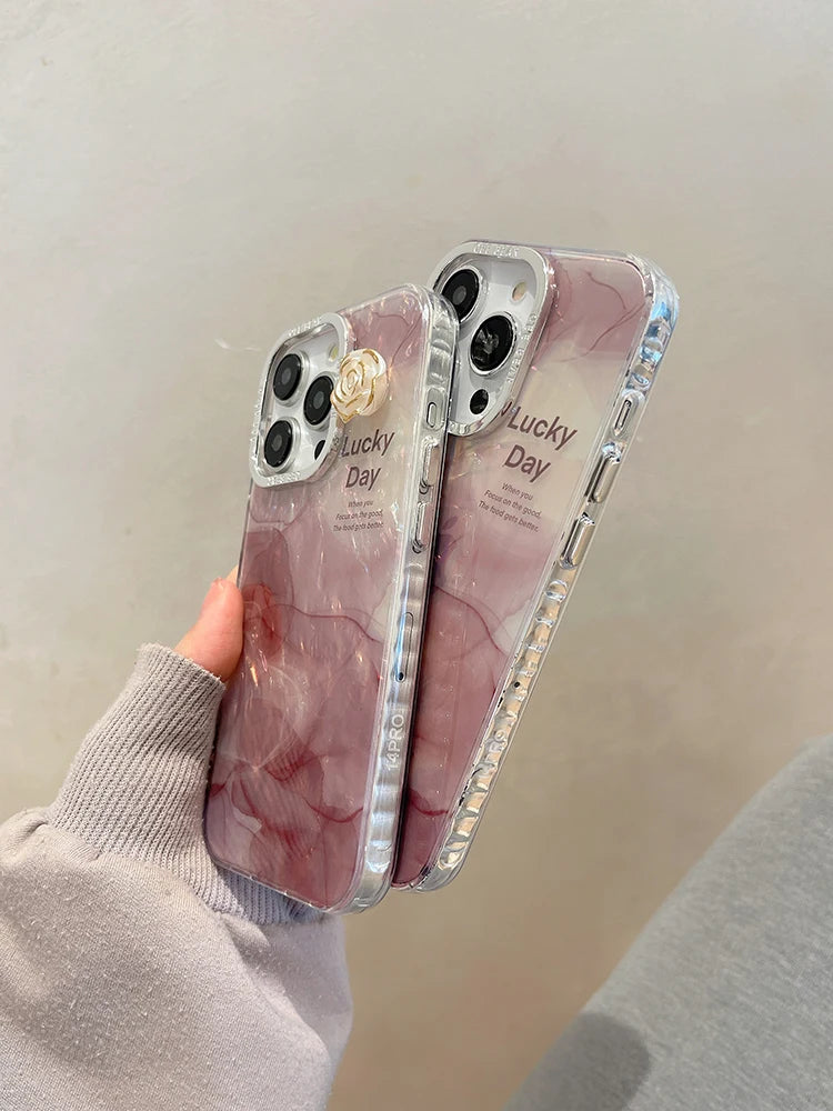 Fashion Glitter Laser Shiny Floral Marble Pattern Shell Case For iPhone 15 Pro Max 16 14 13 11 12 Shockproof Phone Cover Bumper - Caseverse