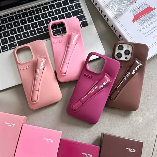 Lipstick Soft Silicone DIY Rhode Phone Case For iPhone 16 15 14 13 12 11 Pro Max Plus Portable Lip Gloss Holder Ins Hot Cover - Caseverse
