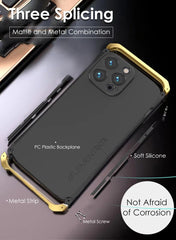 Metal Frame PC Phone Case for IPhone 13 12 14 15 Pro Max Aluminum Anti-collision Strip Silica Gel Back Cover for IPHON 15 Promax