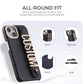 Leather Phone Case Custom Name Wristband Metal Gold Letters Personalized Cover for iPhone16 15 14 13 12 11ProMax 15 16plus