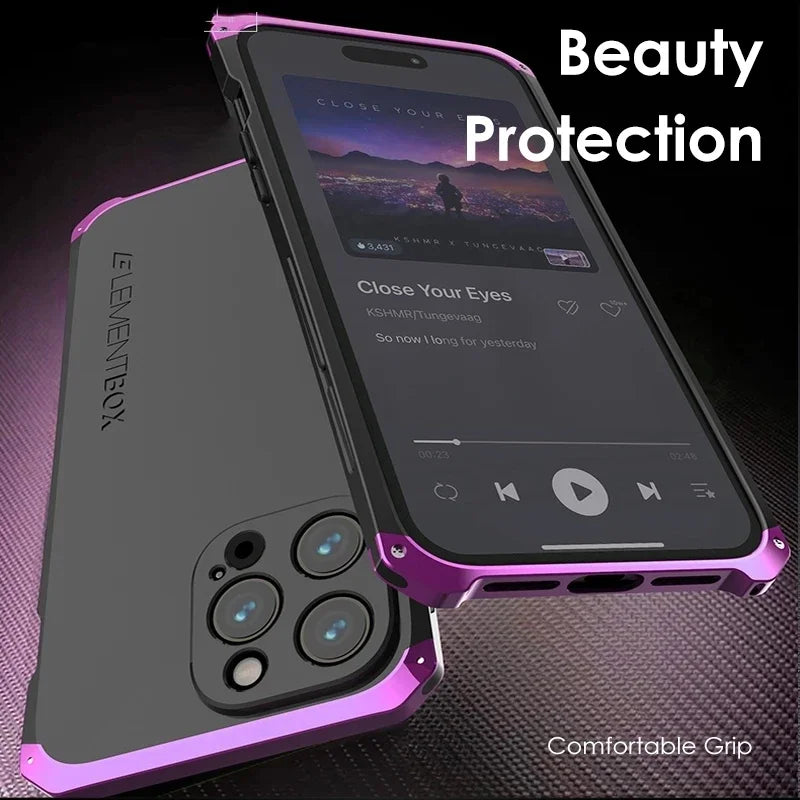 Metal Frame PC Phone Case for IPhone 13 12 14 15 Pro Max Aluminum Anti-collision Strip Silica Gel Back Cover for IPHON 15 Promax