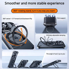 For iPhone 15 Pro Max Case Aluminum Alloy Metal Magnetic Magsafe 360° Rotate Stand Rimless car Phone holder matte leather Cover