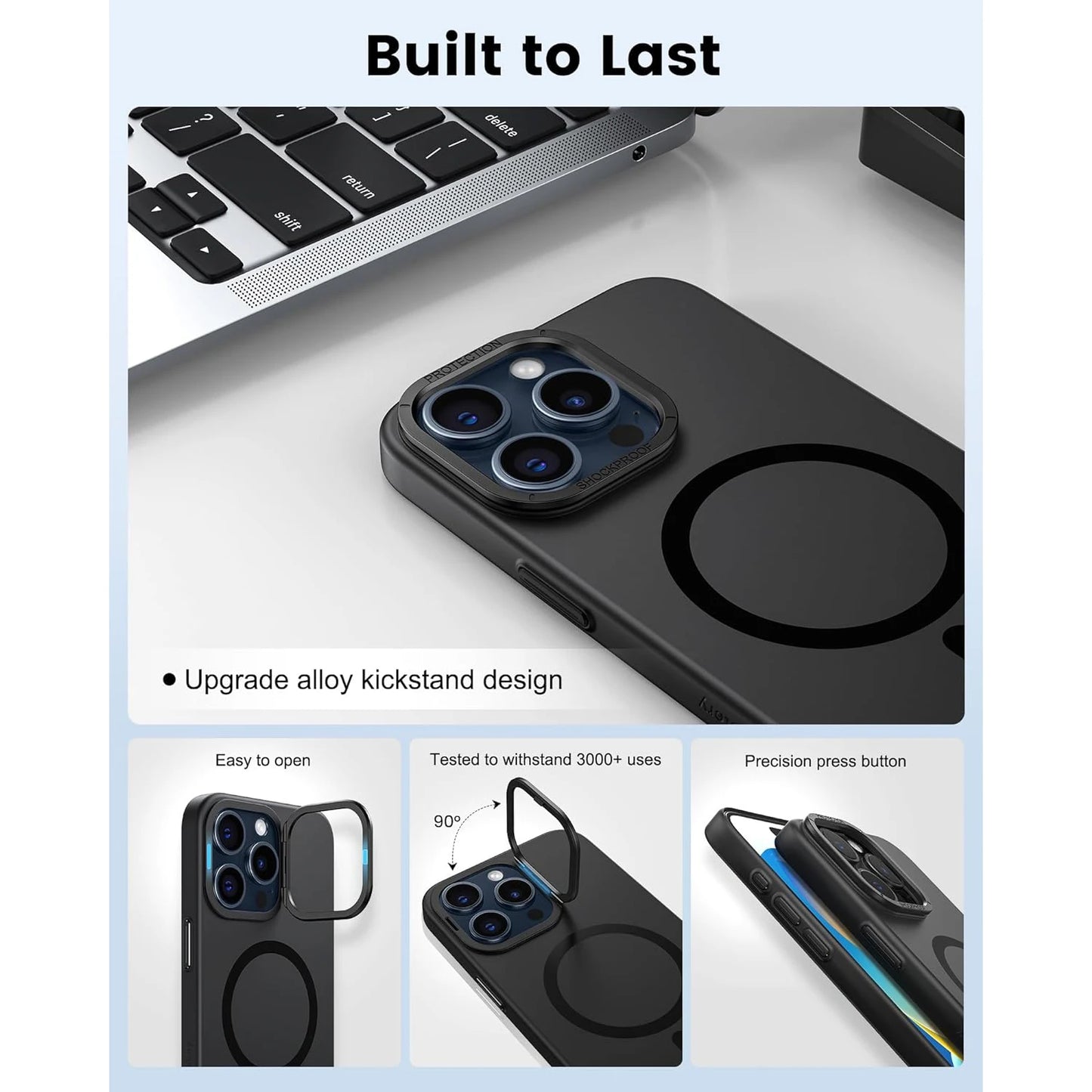 SODI Kickstand Case For iPhone 15 Pro Max Magnetic Phone Case Full Body Shockproof Cases Compatible With MagSafe SIP150