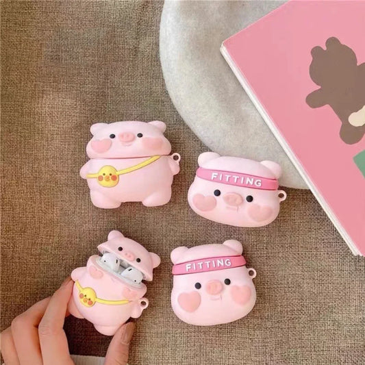 Bluetooth headset case Cartoon Pig cute wind silicone ear case, applicable to Airpods1/2, Airpods Pro, Airpods Pro2, Airpods3