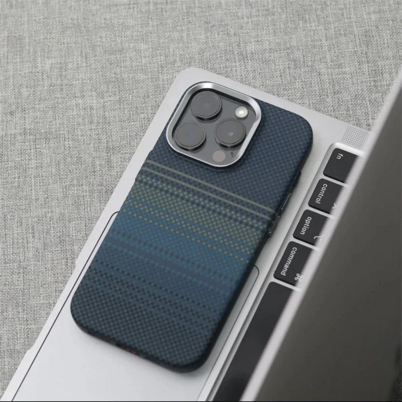 Luxury Matte Carbon Kevlar Metal Lens Magsafe Case For IPhone 16 Plus 15 14 13 12 Pro Max High Quality Business Phone Hard Cover