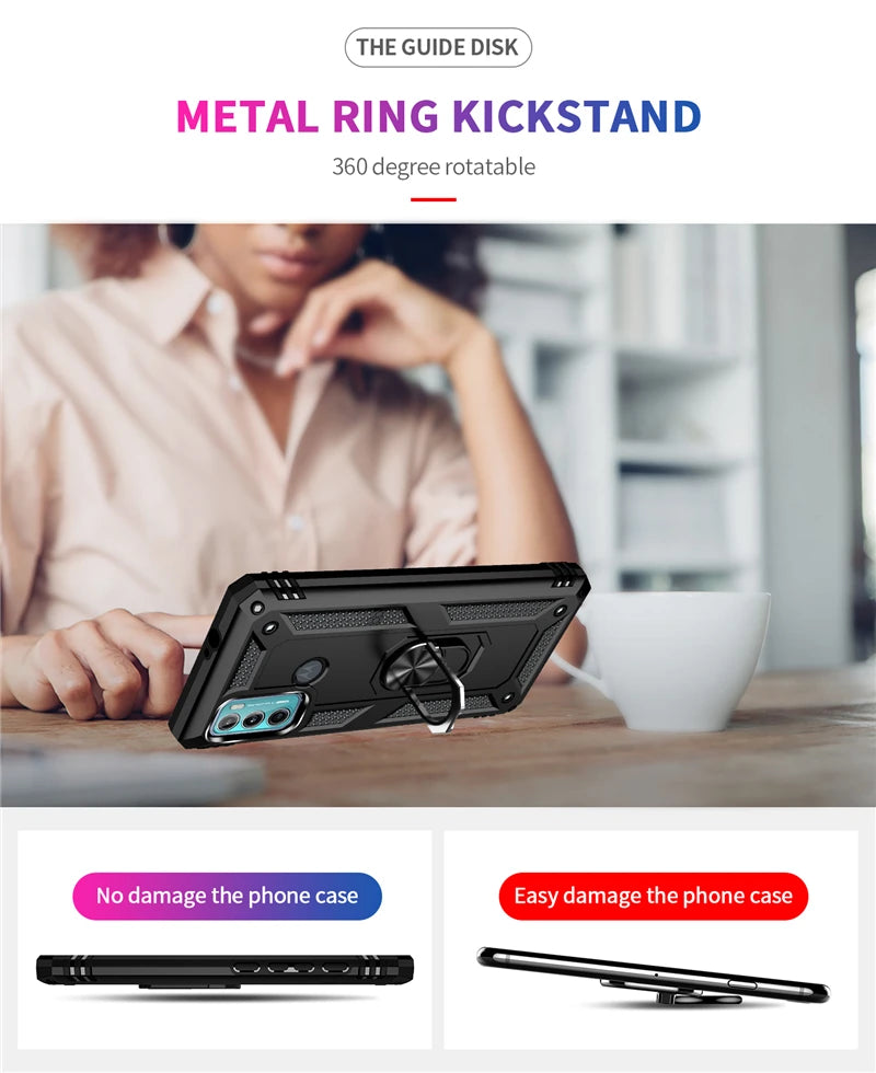 For Motorola Moto G40 Fusion Case Rugged Armor Shockproof Phone Case For Moto G31 G41 G51 G71 5G Magnetic Ring Holder Back Cover - Caseverse