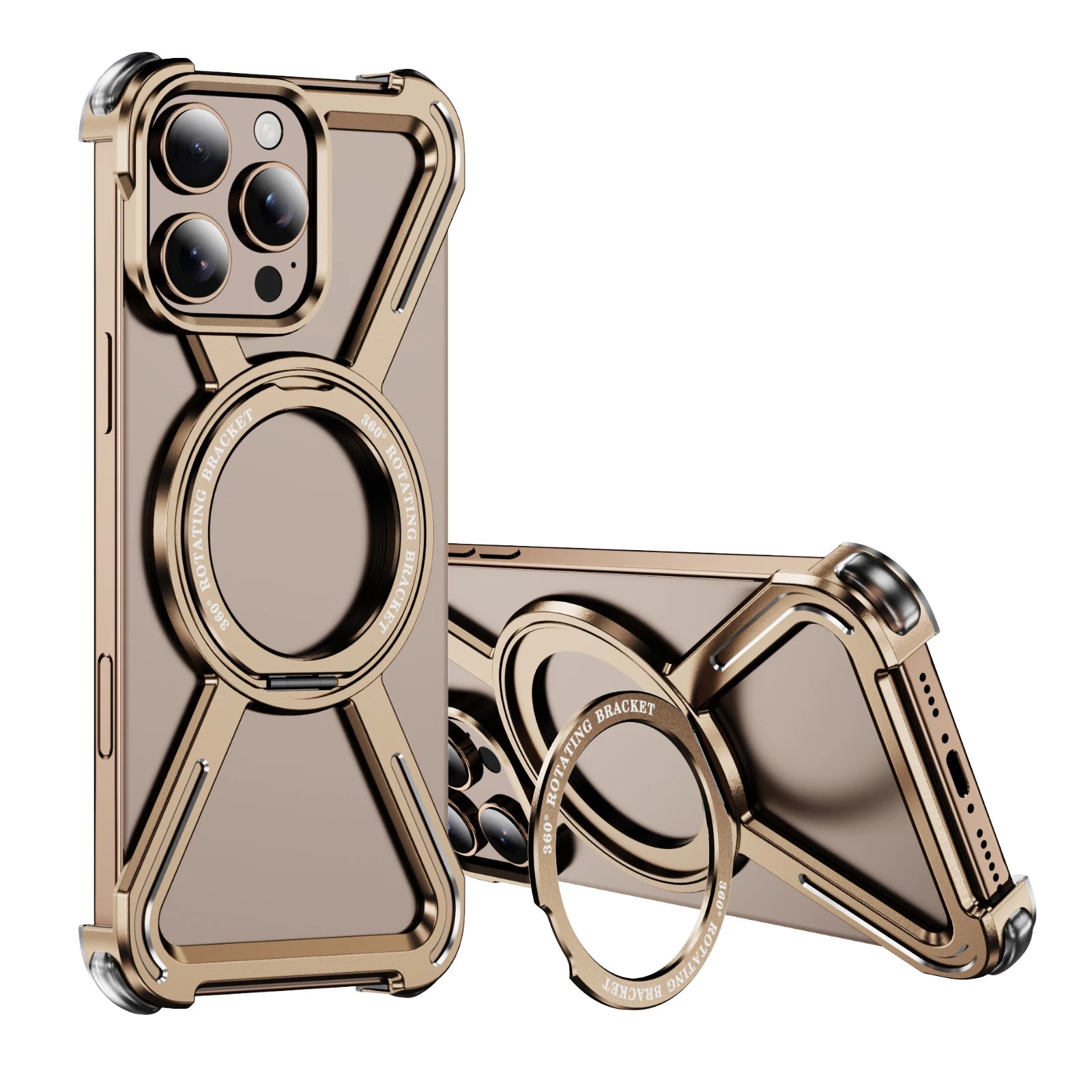 Aluminum Alloy Military armor Rimless Magnetic Phone Case For iphone 16 13 14 15 Plus Pro Max 16E E Metal Airbag protection case - Caseverse