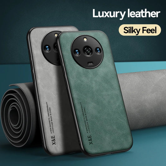 For Realme 11 Pro Plus Case Luxury Leather With Metal Plate Phone Cases For Realme 11 11Pro+ 5G Car Magnetic Holder Back Cover - Caseverse