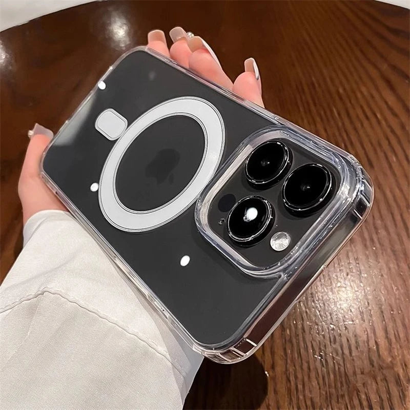 Original Clear For Magsafe Magnetic Wireless Charging Case For iPhone 15 14 13 12 Mini 11 Pro X XR XS Max 7 8 Plus Acrylic Cover - Caseverse