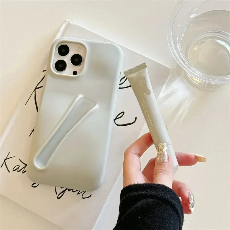 Lipstick Make-up Soft Silicone Phone Case for IPhone 16 14 15 Pro Max X Xs XR 11 13 12 Portable Lip Gloss Cover - Caseverse