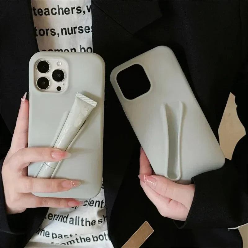 Lipstick Make-up Soft Silicone Phone Case for IPhone 16 14 15 Pro Max X Xs XR 11 13 12 Portable Lip Gloss Cover - Caseverse