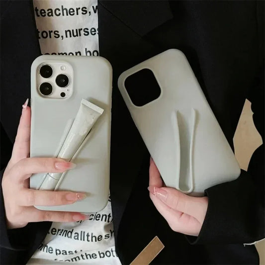 Lipstick Make-up Soft Silicone Phone Case for IPhone 16 14 15 Pro Max X Xs XR 11 13 12 Portable Lip Gloss Cover - Caseverse