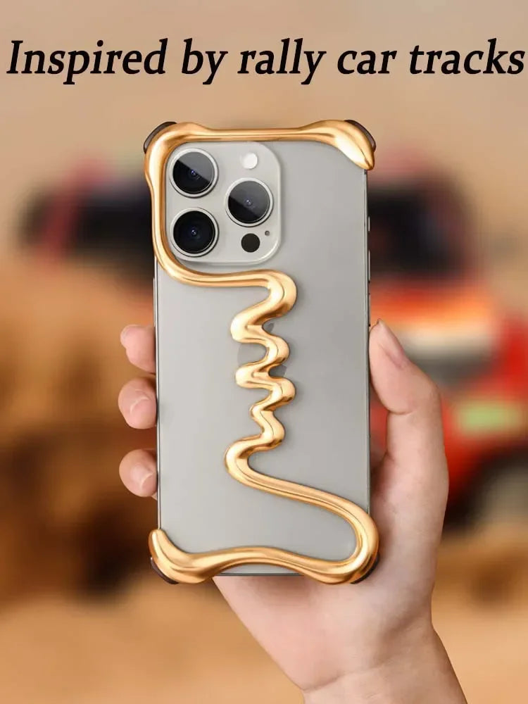 iPhone Phone Case Metal 3D Hollow Case For iPhone16 ProMax 14 15 Pro 16Plus  Aluminum Alloy Track Shell Air Bag Shockproof Cover