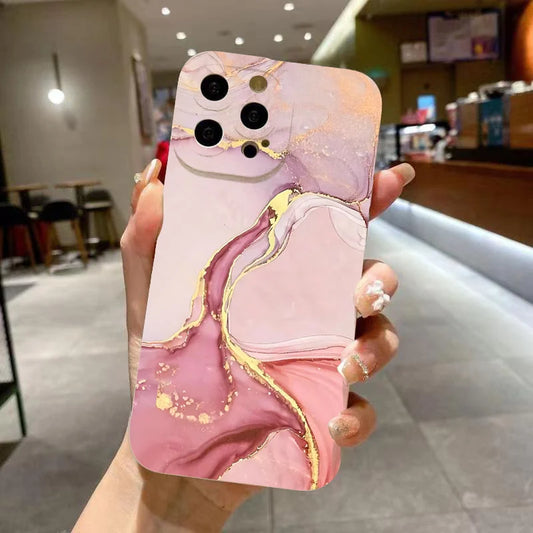 For iPhone 16 15 Pro Max Case Marble Pattern Phone Case For iPhone 14 13 12 11 XS Max XR X 7 8 Plus Shockproof Soft Bumper Cover