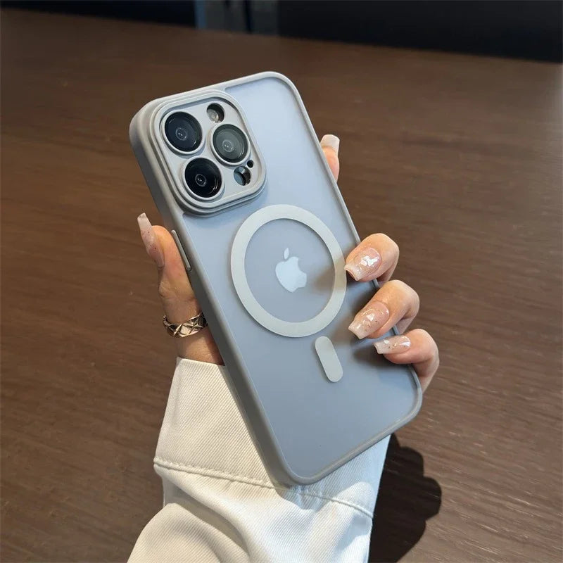 Luxury Magsafe Matte Transparent Phone Cases For iPhone 11 12 13 14 15 16 Pro Max Plus Magnetic Bumper Cases Cover