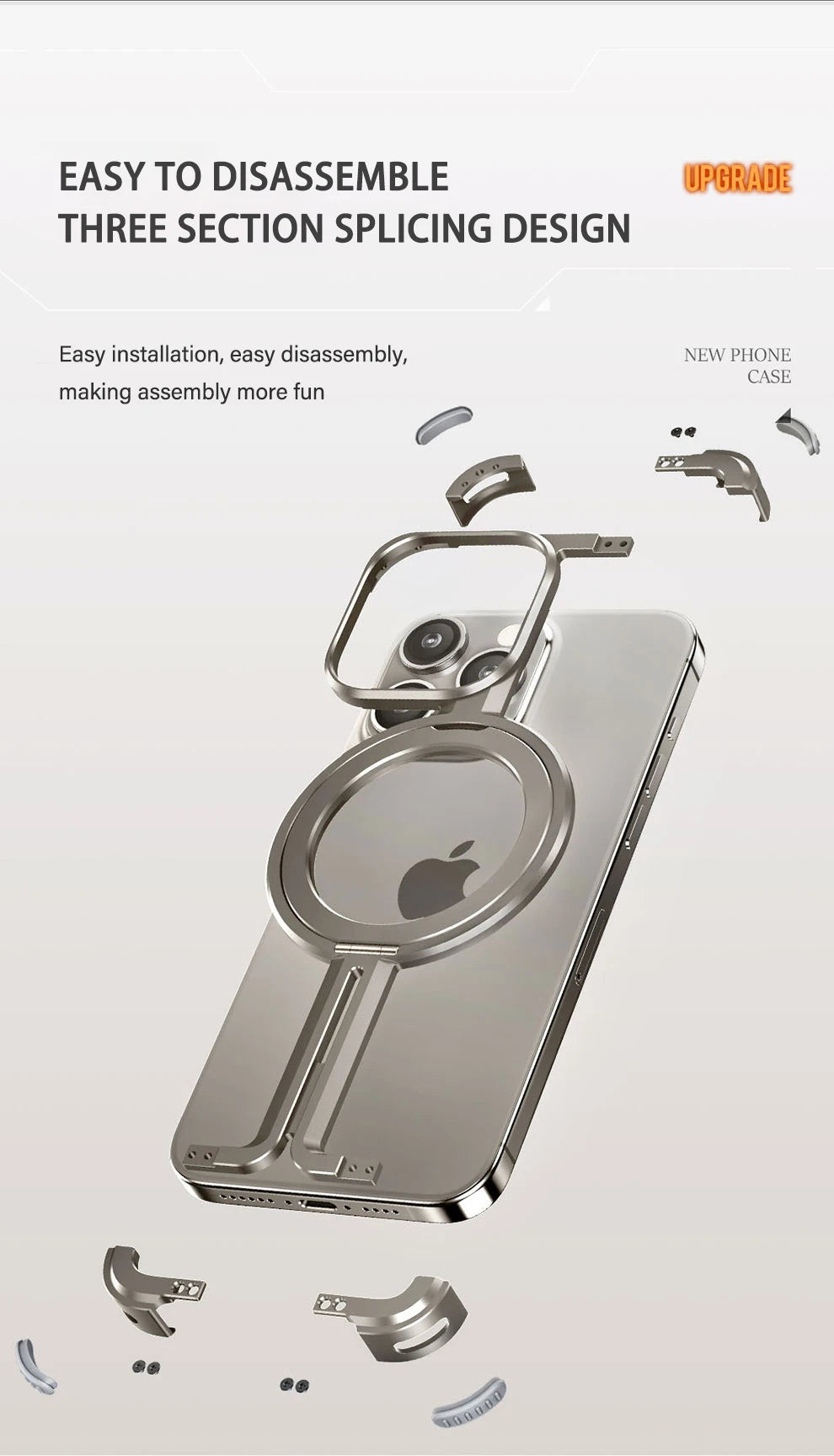 Luxury Magsafe Magnetic Metal Rimless Stand Phone Case For iPhone 16 15 14 13 Pro Max Plus Aluminum Alloy Shockproof Metal Cover