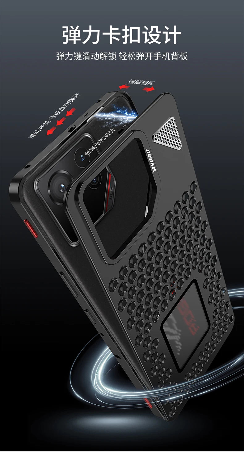 Case For ASUS ROG Phone 9 8 Pro Cover Aluminum Metal Copper Buckle Heat Dissipation Cases For Rog Phone9 Rog9 Rog8 Bumper Funda