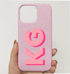 Personalized iPhone Case Monogram Initial Letter Leather Case For iPhone 15 14 13 12 11 Pro Max XS XR 7 8Plus Luxury Phone Cover - Caseverse