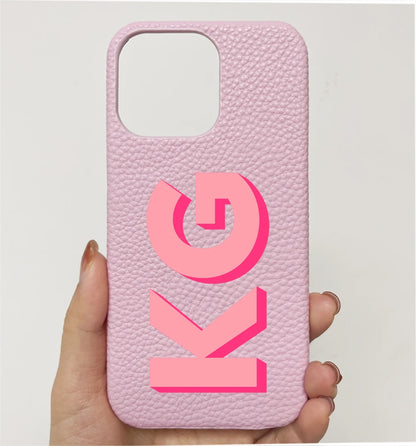 Personalized iPhone Case Monogram Initial Letter Leather Case For iPhone 15 14 13 12 11 Pro Max XS XR 7 8Plus Luxury Phone Cover - Caseverse