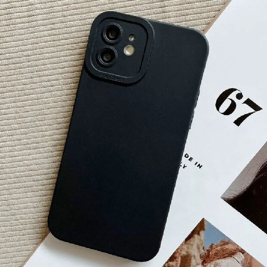 Matte Simple Soft Silicone Phone Case for iPhone 16 15 14 13 12 11 Pro Max XS XR X 7 8 Plus SE Lens Protection Shockproof Cover