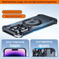 For iPhone 15 Pro Max Case Aluminum Alloy Metal Magnetic Magsafe 360° Rotate Stand Rimless car Phone holder matte leather Cover