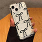 Case For iPhone 16 15 14 13 12 11 Pro Max Coquette Black Bowknot Print Clear Phone Cover For iPhone XR XS X 7 8 Plus SE2 Cases - Caseverse