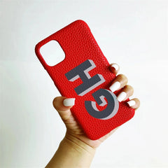 Personalized iPhone Case Monogram Initial Letter Leather Case For iPhone 15 14 13 12 11 Pro Max XS XR 7 8Plus Luxury Phone Cover