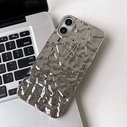 Stylish Metal Color Silver Meteorite Texture Case For iPhone 16 Pro Max 15 14 13 12 11 16 plus Soft TPU Anti-knock Cover