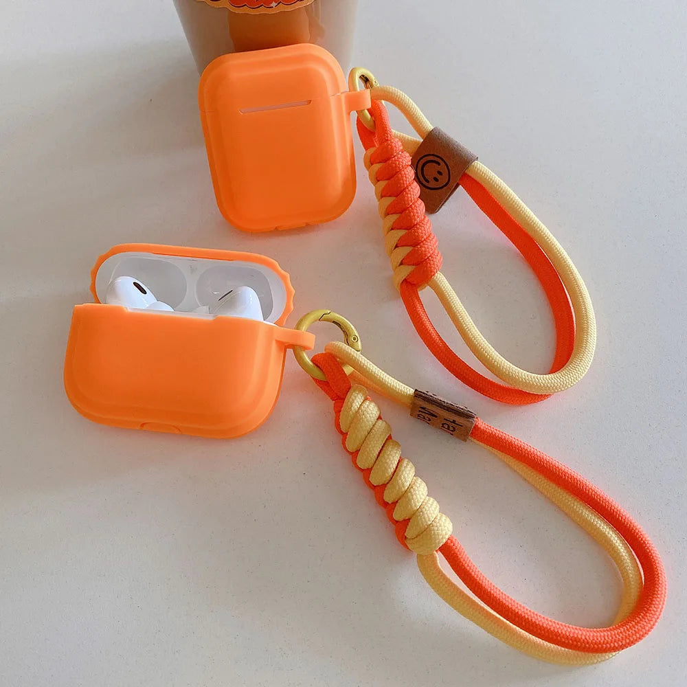 Simple Soft Silicone with Smile Hand Strap Earphone Case For Apple Airpods 4 1 2 Pro 3 Funda Wireless Bluetooth Protective Cover