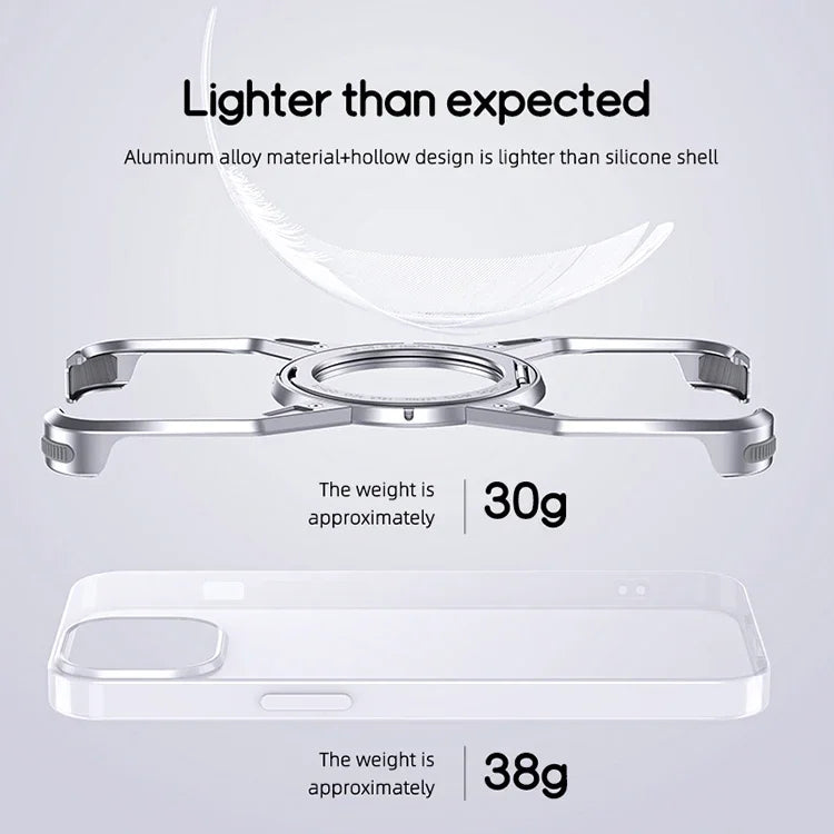 Metal Frameless Magsafe Magnetic Holder Phone Case For iPhone 16 15 14 13 Pro Max 16promax Aluminum Alloy Frame Shockproof Cover