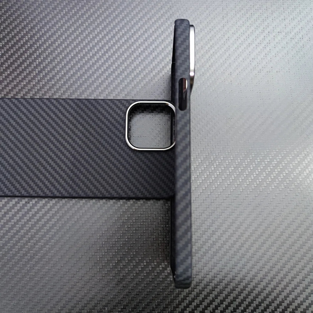 real carbon fiber phone case for iphone16 1514 13 12 pro max case metal ring aramid fiber phone cover for iphone 15/12/13 pro