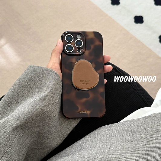 Stylish Personality Black Brown Amber Iceberg Pattern Magnetic With Holder Phone Cover Case for iPhone 16 15 14 13 12 Pro Max