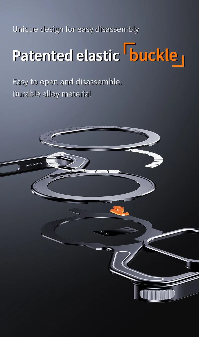 Shockproof Phone Case Z Shape Metal Frame for iPhone 16 Pro 15 14 13 Pro Max Plus Full Aluminium Alloy Magnetic Bracket Cases