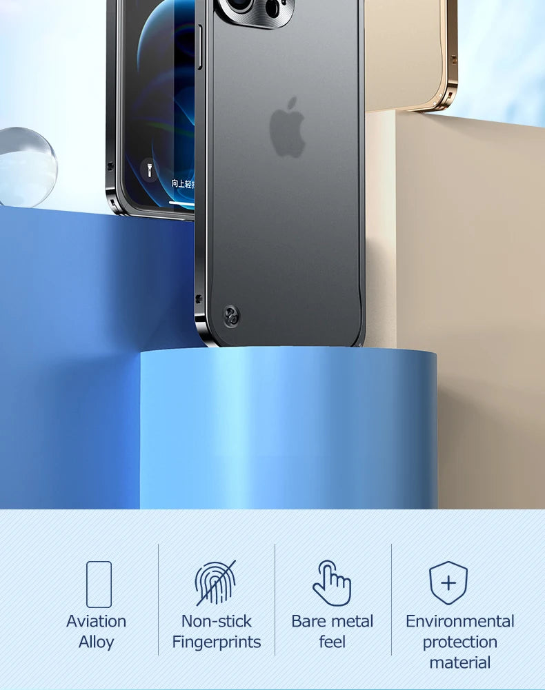 Metal Phone Cases For IPhone 12 13 14 15 16 Pro Max Plus Cover Magnetic Aluminum Frame Phone Shell For Iphone 13 Mini 14 15 Plus