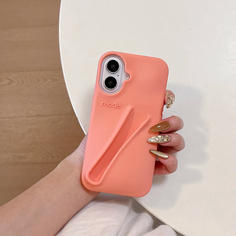 Lipstick Soft Silicone DIY Rhode Phone Case For iPhone 16 15 14 13 12 11 Pro Max Plus Portable Lip Gloss Holder Ins Hot Cover - Caseverse