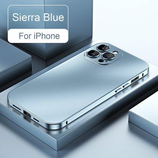 Luxury Aluminum Metal Frame Phone Case For iPhone 16 15 14 13 12 Pro Max Plus Camera Lens Glass Protect Shockproof PC Back Cover