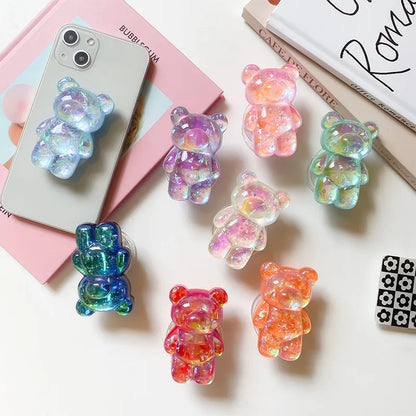 Korea 3D Cute Bear Laser Phone Holder Grip Tok Cell Phone Accessories Griptok Korean Stand Pop Universal Bracket MOBILE HOLDER