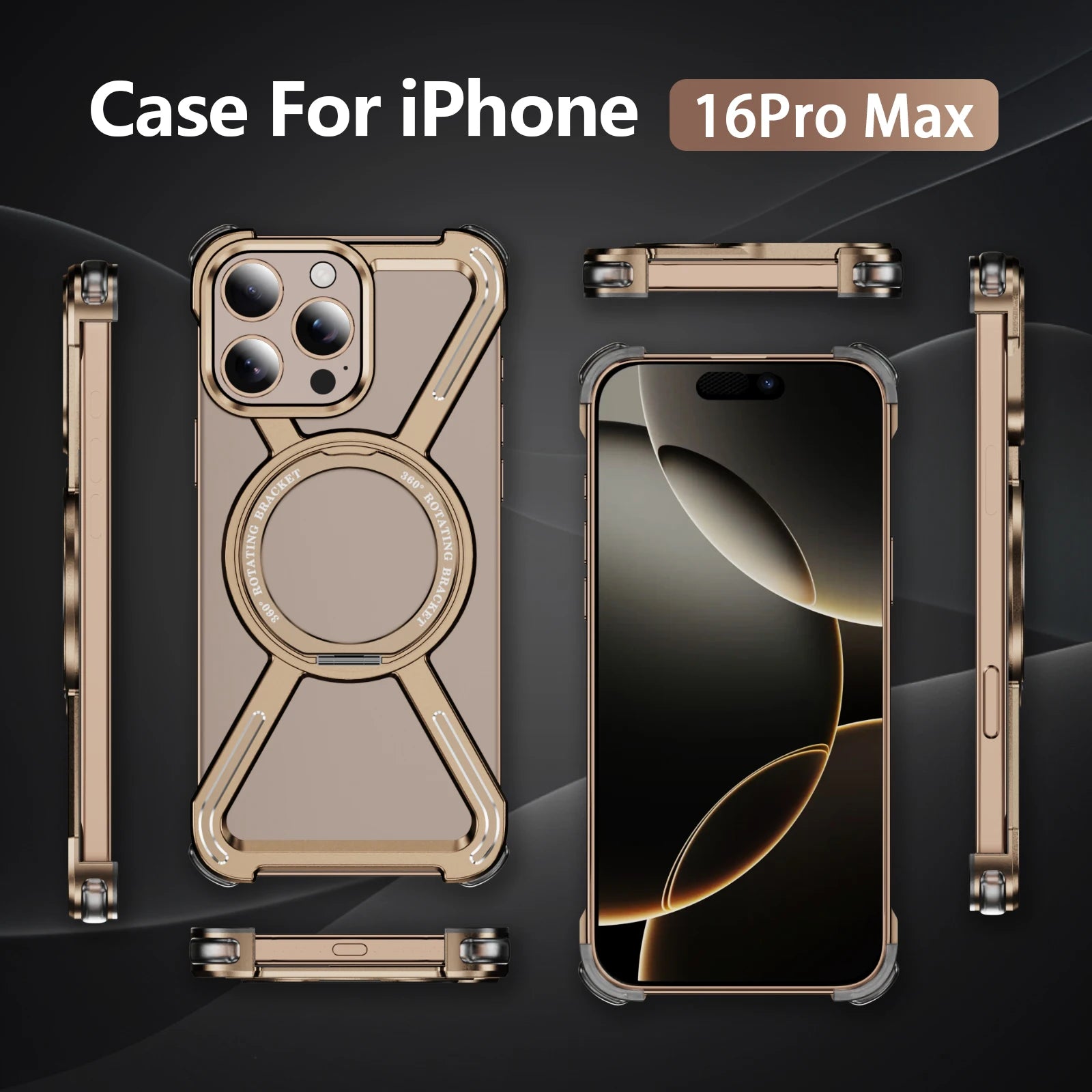 Aluminum Alloy Military armor Rimless Magnetic Phone Case For iphone 16 13 14 15 Plus Pro Max 16E E Metal Airbag protection case - Caseverse