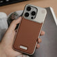Aluminum Alloy Leather Magnetic Phone Case For iPhone 16 16pro 15 14 Pro Max Wireless Charging Metal Frameless Shockproof Cover