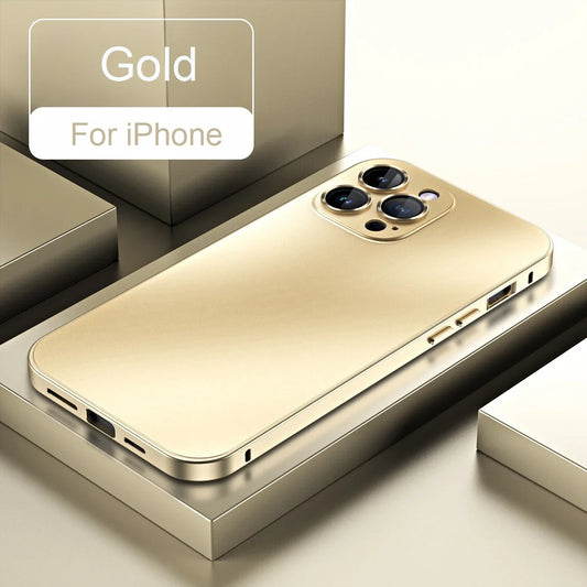 Luxury Aluminum Metal Frame Phone Case For iPhone 16 15 14 13 12 Pro Max Plus Camera Lens Glass Protect Shockproof PC Back Cover