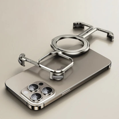 Metal Frame Magsafe Phone Case for iPhone 16 15 14 13 Pro Max Wireless Charging Aluminum Alloy Frameless Holder Shockproof Cover