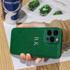 Personalized Case For iPhone 16 15 14 13 12 11 Pro Max Custom Name initials Leather Cover For iPhone 16 Pro Max Silver Letters - Caseverse