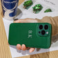 Personalized Case For iPhone 16 15 14 13 12 11 Pro Max Custom Name initials Leather Cover For iPhone 16 Pro Max Silver Letters - Caseverse