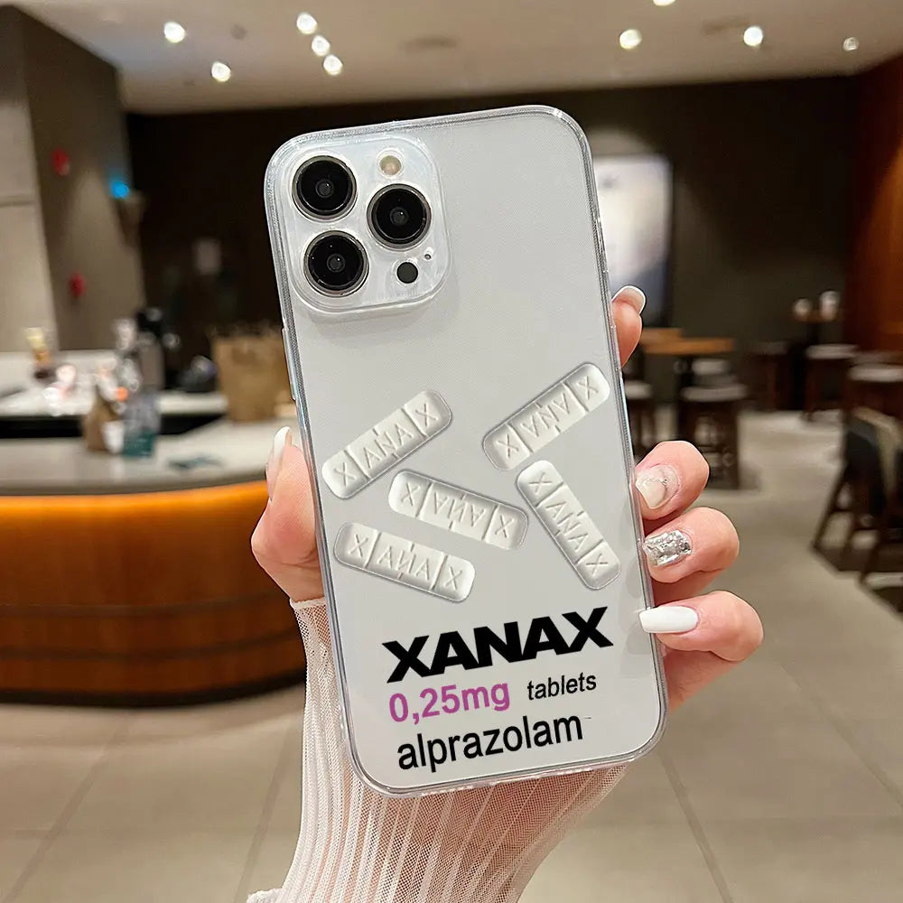 XANAX Chill Pill Phone Case For iPhone 15 14 13 12 11 Mini Pro Max X XR XSMax 6S 6 7 8 Plus SE20 Transparent Cover - Caseverse