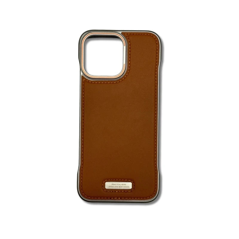 Phone Case Luxury Matte PU Leather Frameless For iPhone 16 15 14 13 12 Pro Max Plus Metal Lens Protection Shockproof Back Cover