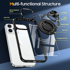 Metal Ring Magnetic Bracket Wireless Charging Phone Case for iPhone 16 15 14 Pro Max