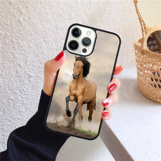 Running animal horse Phone Case for iPhone X XS XR 16 PRO MAX 15 14 PLUS 11 12 13 mini Back Cover Fundas Shell